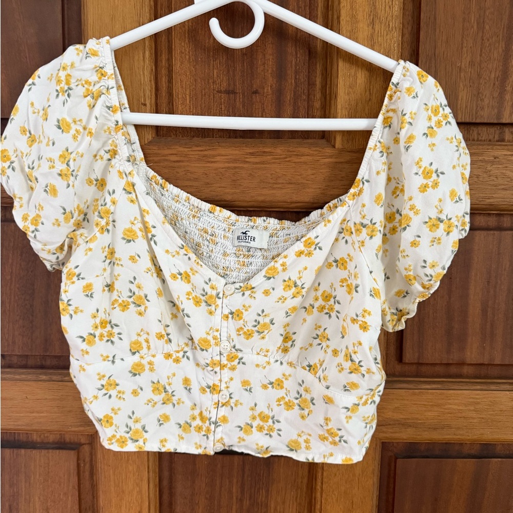 Hollister Yellow Floral Blouse